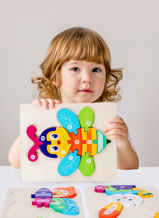 HALAMODO Colorful Wooden Animal Bee Jigsaw Puzzle for Kids Aged 3-7 Animal Toddler Puzzles Baby Montessori Toys for Girl Boy Ideal Gift - Image 4