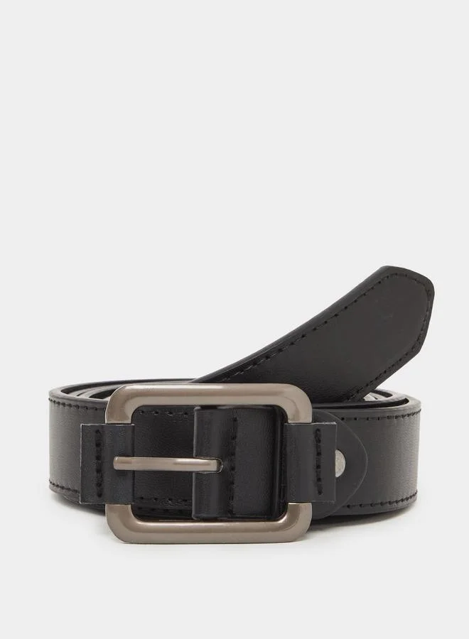Styli Black Waist Belt with Metal Buckle