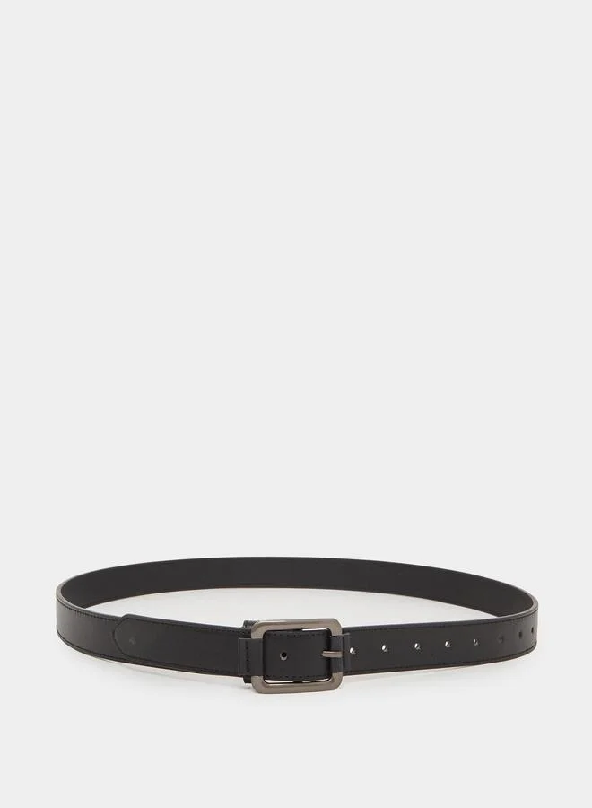 Styli Black Waist Belt with Metal Buckle