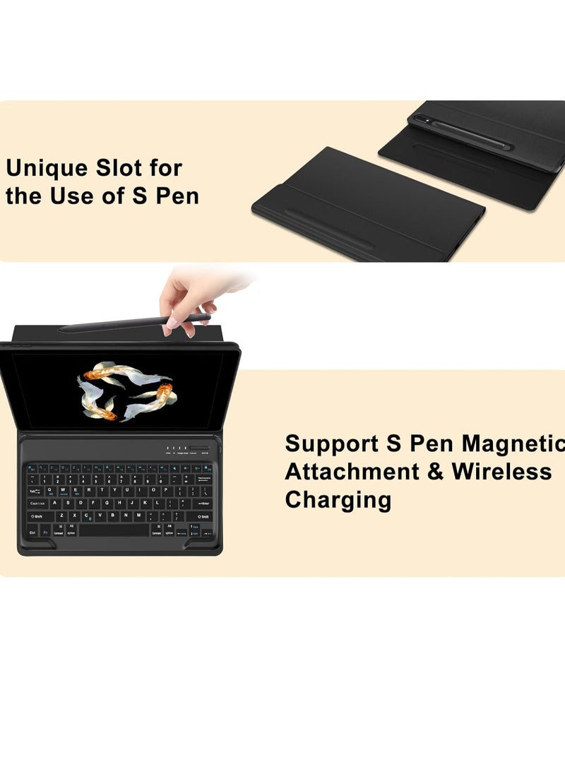 ELTRAZONE 2022 Samsung Galaxy Tab S9 Ultra & S8 Ultra 14.6-inch Keyboard Protective Case – Slim Smart Cover with Multi-Use Bluetooth Keyboard & S Pen Holder for Galaxy Tab S9 Ultra (Black)  - Image 4