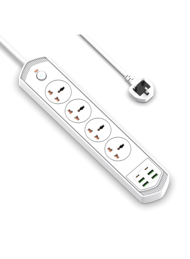 CREATMOR Extension Cord Surge Protector 3M 4 AC Outlets/2 Type C Ports/4 USB Ports Power Strip Power extension 4.2A 240V/10A Surge Protection - Image 1
