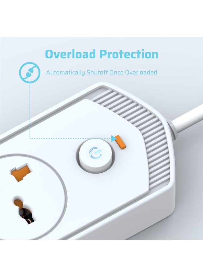 CREATMOR Extension Cord Surge Protector 3M 4 AC Outlets/2 Type C Ports/4 USB Ports Power Strip Power extension 4.2A 240V/10A Surge Protection - Image 3