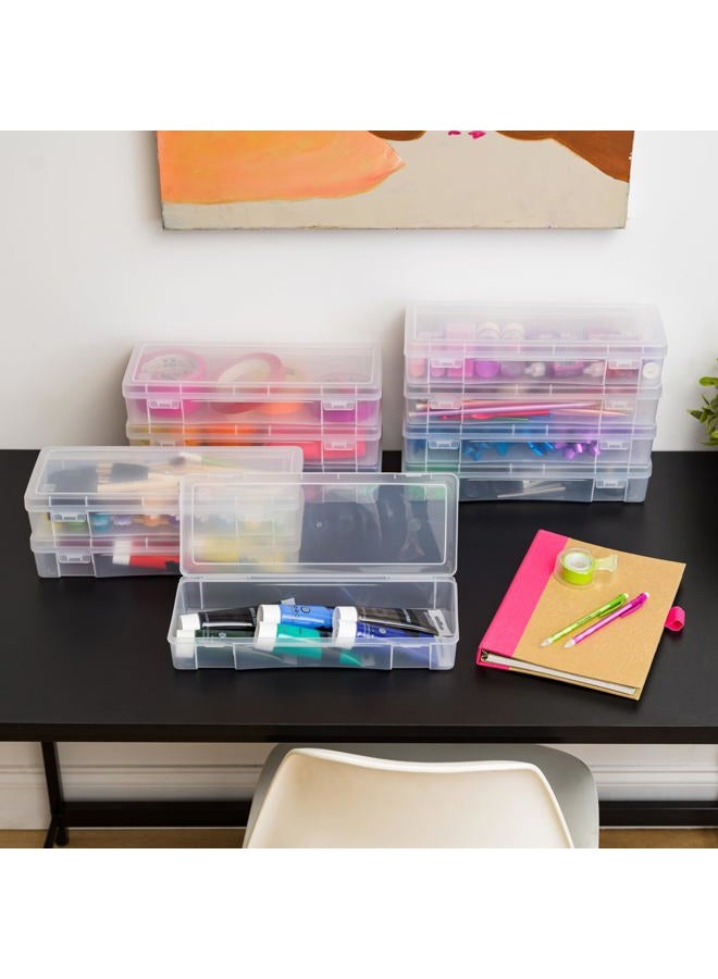 IRIS Power tool case パワー ツール ケース IRIS USA 10 Pack Large Plastic Art Craft Sewing Supply Organizer Storage Containers with Latching Lid, for Paint Brush, 12" Ruler, Tools, Ribbons, Washi Tape, Ornaments, Stackable, Clear - Image 4