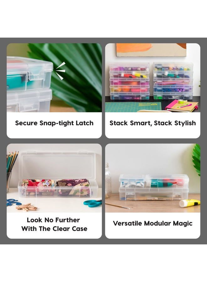IRIS Power tool case パワー ツール ケース IRIS USA 10 Pack Large Plastic Art Craft Sewing Supply Organizer Storage Containers with Latching Lid, for Paint Brush, 12" Ruler, Tools, Ribbons, Washi Tape, Ornaments, Stackable, Clear - Image 3