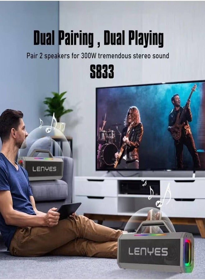 Lenyes Lenyes S833 Outdoor KTV Party Speaker, 150W Horn Power, RGB Lighting, 5.0 Bluetooth, 6.6mm Audio Jack, Up To 10 Meters Distance, Up to 20 Hours Battery Life, 18000mAh Battery Capacity, Gray - S833  - Image 3
