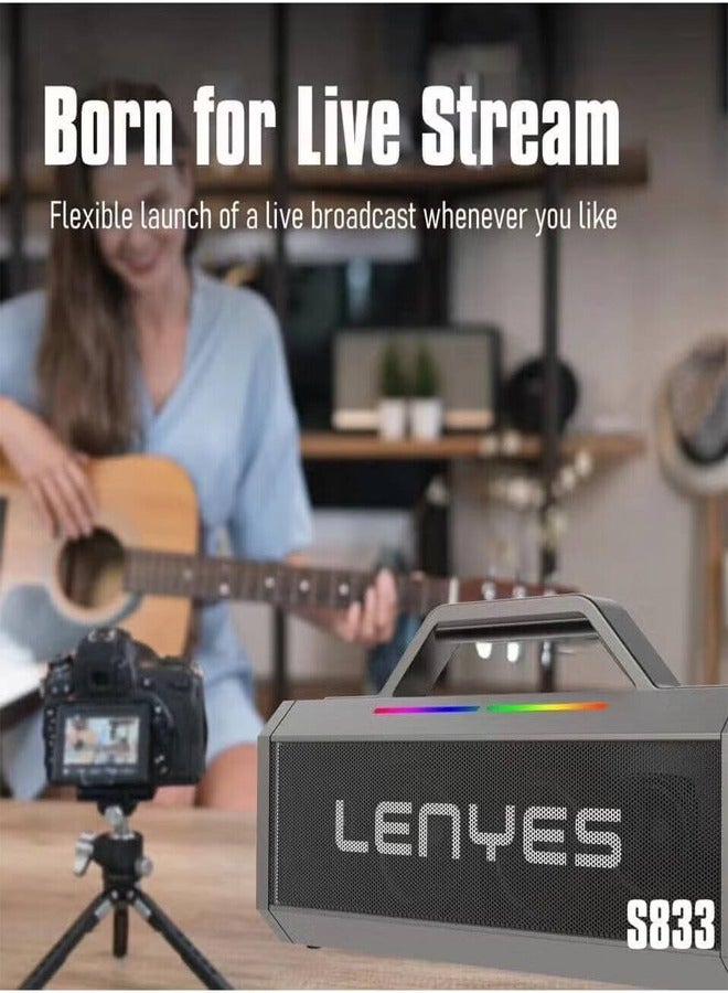 Lenyes Lenyes S833 Outdoor KTV Party Speaker, 150W Horn Power, RGB Lighting, 5.0 Bluetooth, 6.6mm Audio Jack, Up To 10 Meters Distance, Up to 20 Hours Battery Life, 18000mAh Battery Capacity, Gray - S833  - Image 4