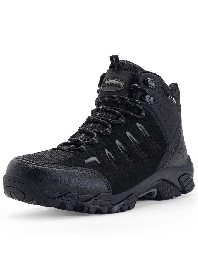 SHULOOK Men's Waterproof Hiking Boots Non-Slip Lightweight Mid Top Ankle Boot Breathable Hiker Trekking Shoes, Black Grey, 13 - Image 1