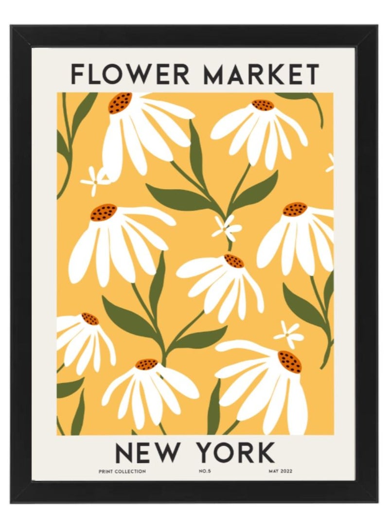 Boomah Accessories Flower Market New York Colorful Botanical Art Poster with Frame 50x40cm 