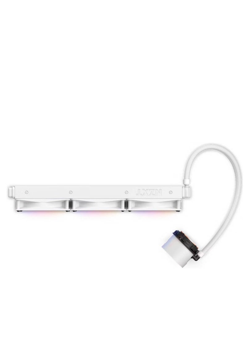 NZXT - Kraken 360 RGB AIO Liquid Cooler with LCD Display & RGB Fans, 360mm Radiator, Copper Water Block, 3x 120mm F120 RGB Fans, 500-1,800 RPM Fan Speed, 21.67-78.02 CFM Airflow, White | RL-KR360-W1 - Image 1