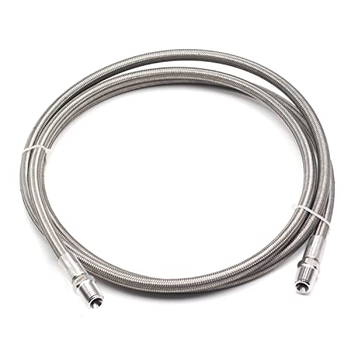 HFSR 14 Male NPT Stainless Steel Braided Hose 72 Length wPTFE Liner 2000PSI 72 inch - Image 1