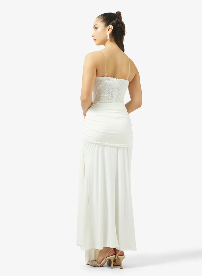 Ginger Corset Bodice Lace Detail Draped Dress