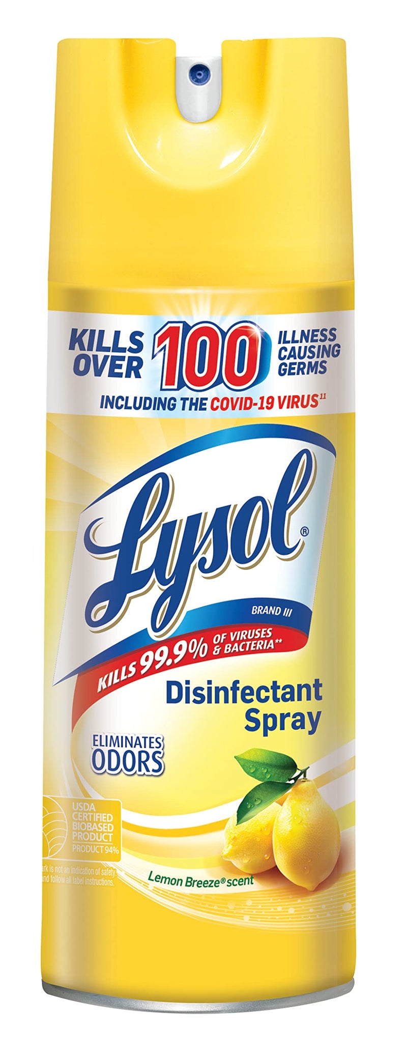 Lysol Disinfectant Spray, Sanitizing and Antibacterial Spray, For Disinfecting and Deodorizing, Lemon Breeze, 12.5oz - Image 1