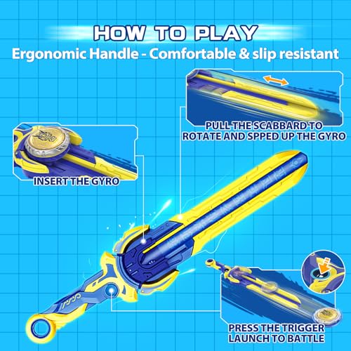 INFINITY NADO Battling Toys, Battle Set for 8-12 with Spinning Top & Sword Launcher, Metal battling Game top for Boys and Girls Age 5+, Fury Wave Dragon, Sapphire Blue - Image 3