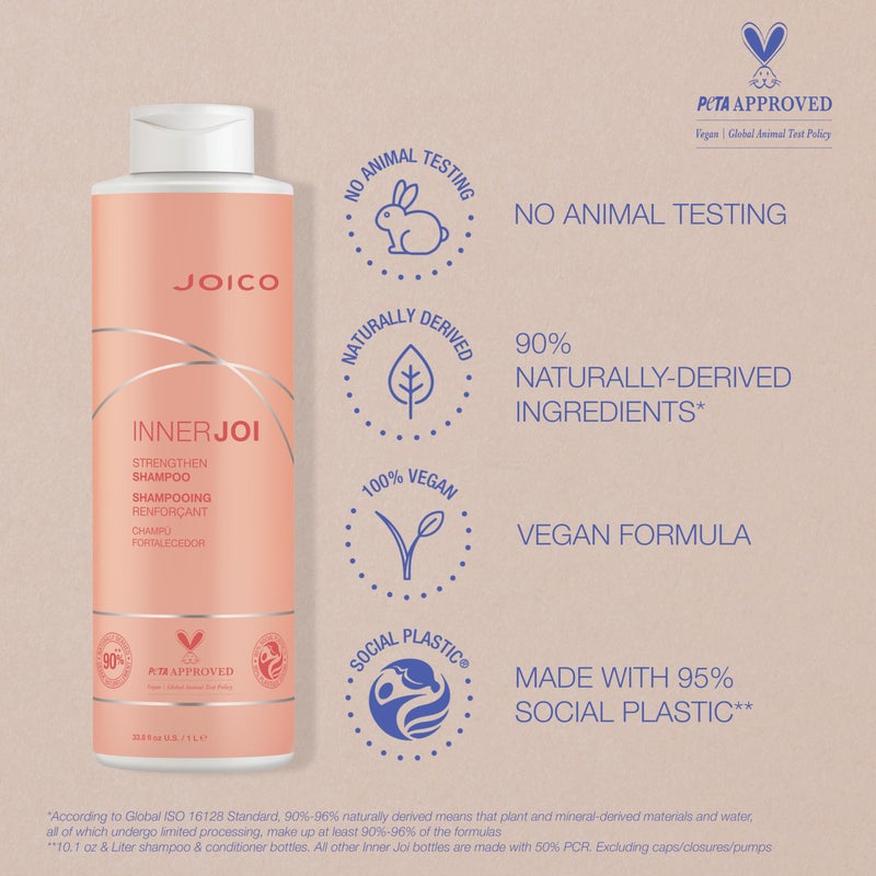 Joico InnerJoi Strengthen Shampoo | For Damaged, Color-Treated Hair | Sulfate & Paraben Free | Naturally-Derived Vegan Formula | 33.8 Fl Oz - Image 5
