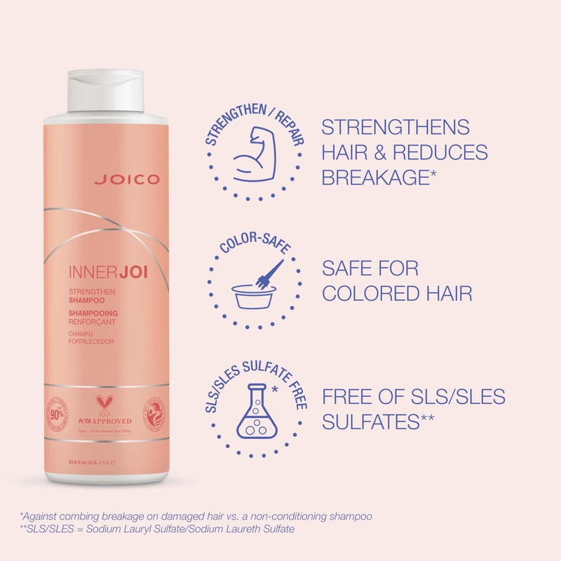 Joico InnerJoi Strengthen Shampoo | For Damaged, Color-Treated Hair | Sulfate & Paraben Free | Naturally-Derived Vegan Formula | 33.8 Fl Oz - Image 3