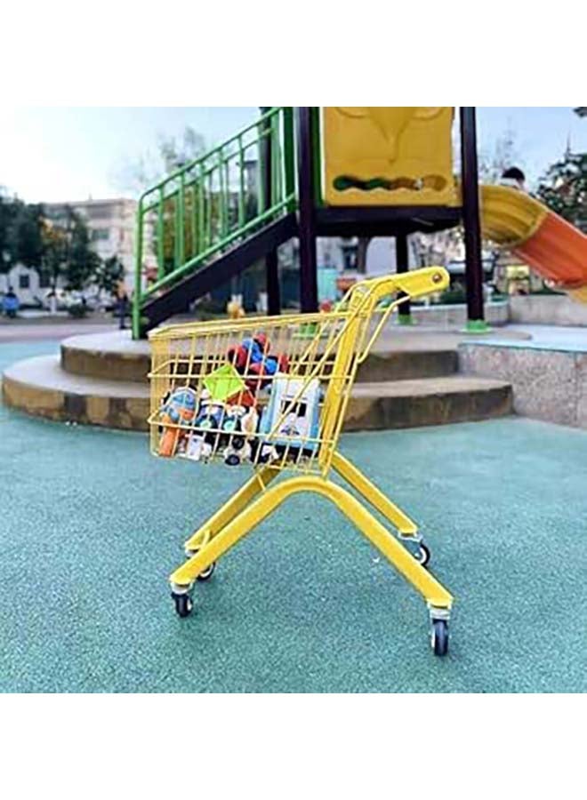 البدر عربة تسوق حديدية للأطفال، عربة تسوق سوبر ماركت للأطفال، عربة تسوق صغيرة، عربة تسوق بإطار معدني قوي، عربة تسوق للأطفال الصغار، عربة تسوق باللون الأصفر - Image 2