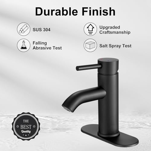 VOTON Black Bathroom Faucet Single Handle Matte Black Bathroom Sink Faucet Rv Lavatory Vessel Faucet for Bathroom Faucet 1 or 3 Hole with Deck Plate - Image 3