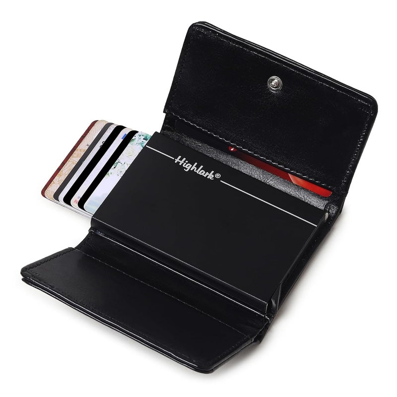 Highlark ® Luxury Leather Pop-Up Card Holder for Men & Women | RFID Blocking Classic & Minimalist Design | Slim Card Holder Wallet with Quick Access - Image 1