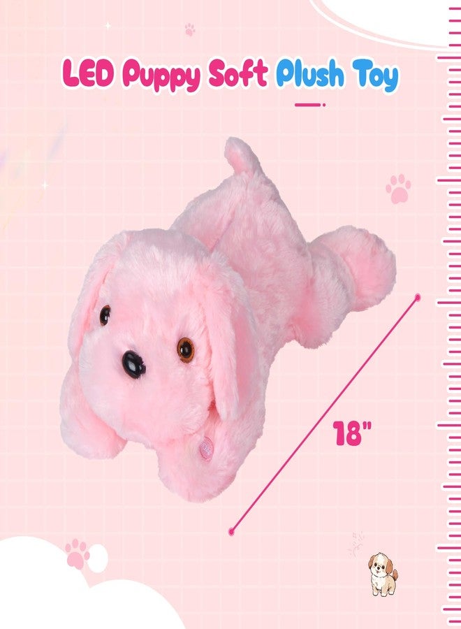 WEWILL 18'' Light up Pink Puppy Dog LED Stuffed Animal with Colorful Night Light Glow Soft Plush Toy Gifts for Kids on Christmas Birthday - Image 2