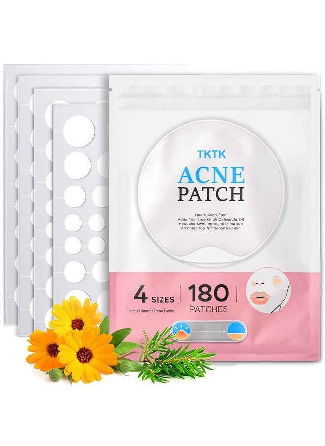 TKTK - Pimple Patches Acne Patches For Face, 4 Sizes 180 Patches Hydrocolloid Acne Cover Patch, Clear Easy To Peel Acne Absorbing Zit Patch With Tea Tree & Calendula Oil - Image 1
