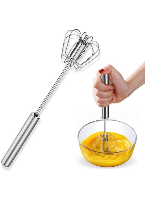 Kitcheniqa Stainless Steel Whisks Hand Whisker for Kitchen Hand Blender Manual Egg Whisk Batter Mixer Curd Whisker Hand Whisk Small Whisker Push Whisk Mixer for Kitchen Milk Frother 1Piece