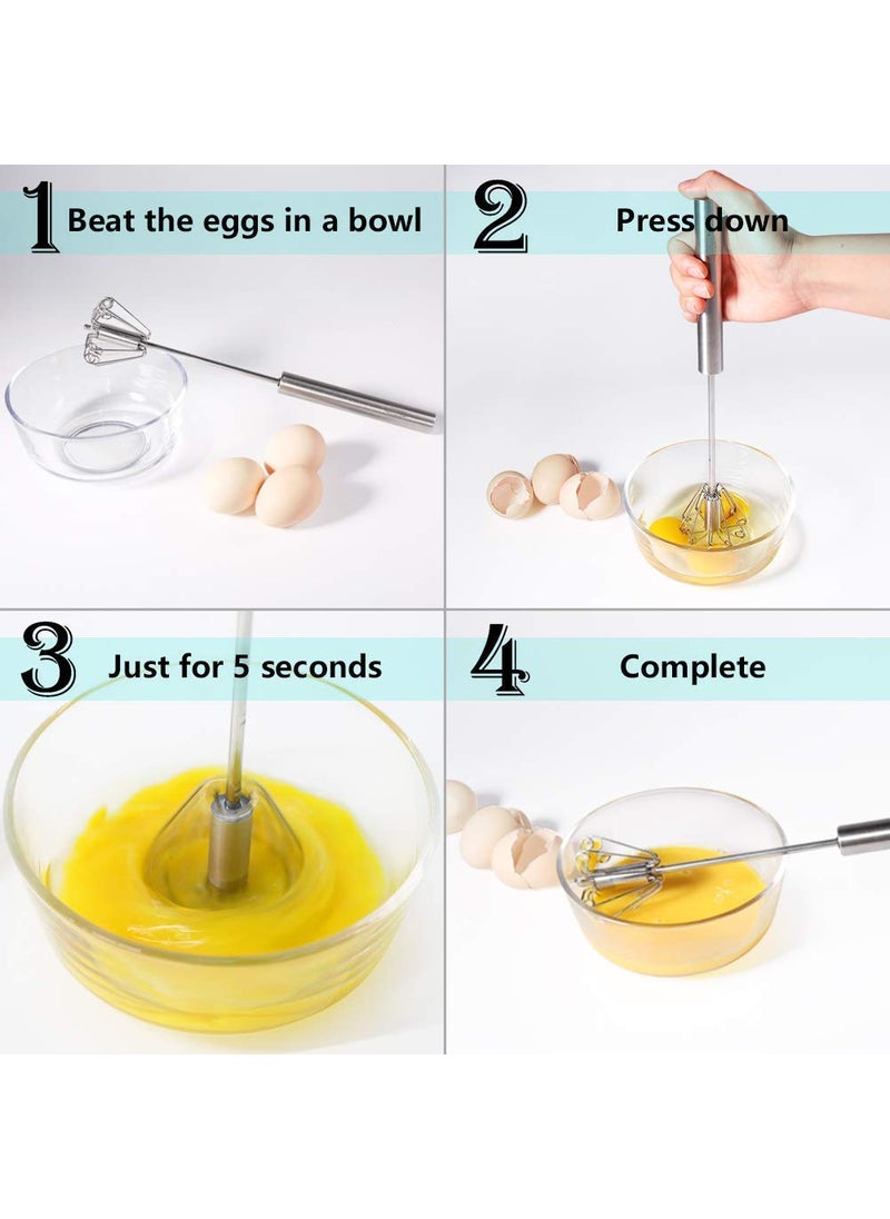 Kitcheniqa - Kitcheniqa Stainless Steel Whisks Hand Whisker for Kitchen Hand Blender Manual Egg Whisk Batter Mixer Curd Whisker Hand Whisk Small Whisker Push Whisk Mixer for Kitchen Milk Frother 1Piece - Image 1