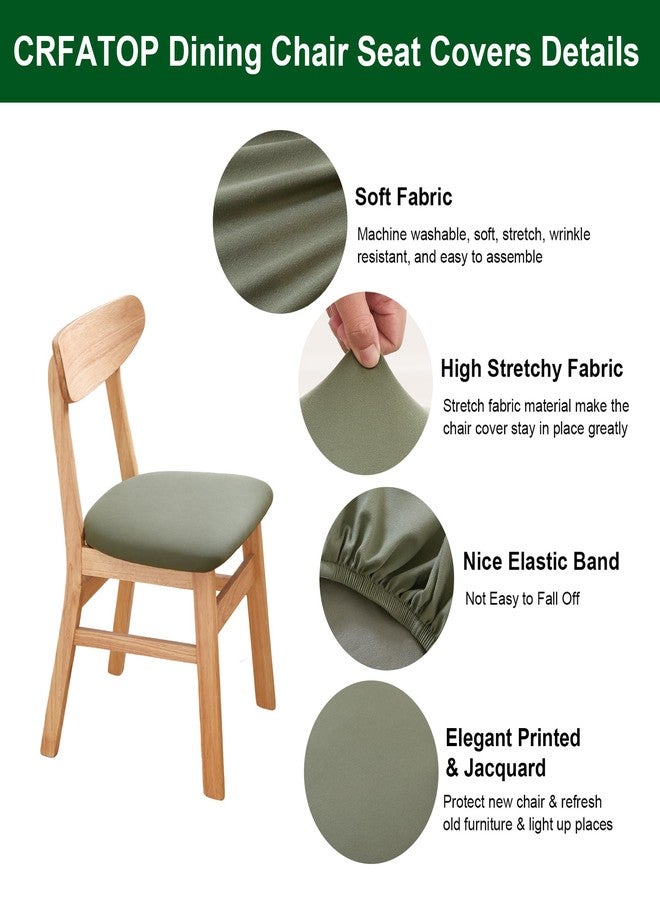 CRFATOP Waterproof Dining Chair Seat Covers Set of 6, Stretch Dining Room Cushion Covers Non-Slip Elastic Seat Cover for Dining Chairs Washable Parson Kitchen Chair Protectors,L,Green - Image 2