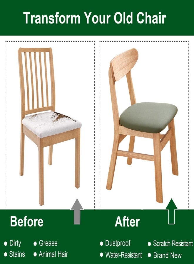 CRFATOP Waterproof Dining Chair Seat Covers Set of 6, Stretch Dining Room Cushion Covers Non-Slip Elastic Seat Cover for Dining Chairs Washable Parson Kitchen Chair Protectors,L,Green - Image 5