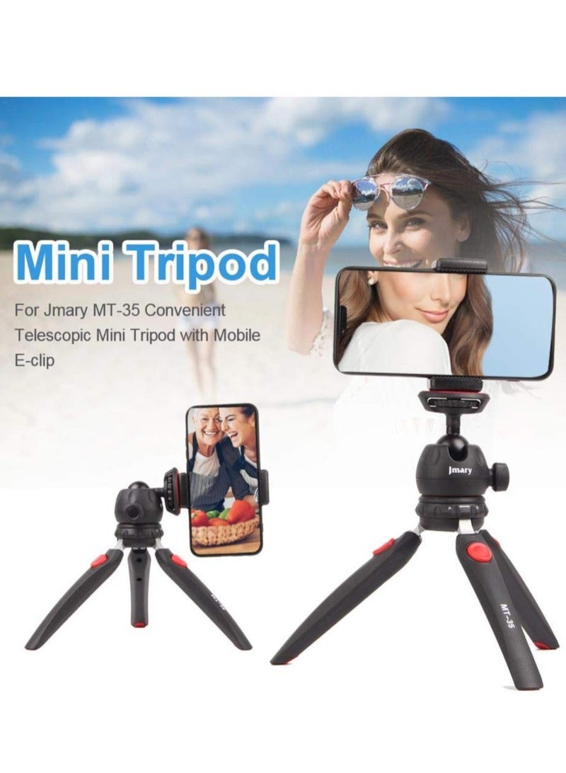 Jmary MT-35 Portable Tabletop Tripod - Foldable & Extendable Stand for Mobile Phones, DSLRs, and Digital Cameras with Universal Holder (Black) - Image 3