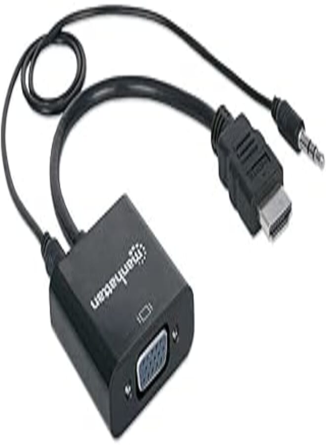 Manhattan hdmi male to vga female converter with 3.5mm audio - 151450 - black