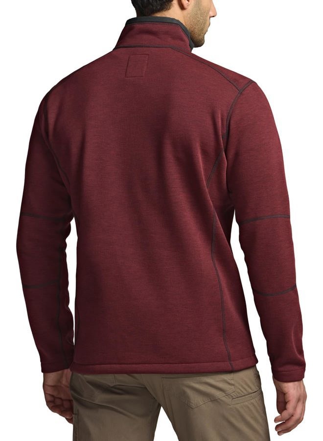 CQR Men's Thermal Fleece Quarter Zip Sweater, Outdoor Lightweight Long Sleeve Pullover, Casual Mock Neck Polo Sweaters, Crest Wine, Large - Image 2