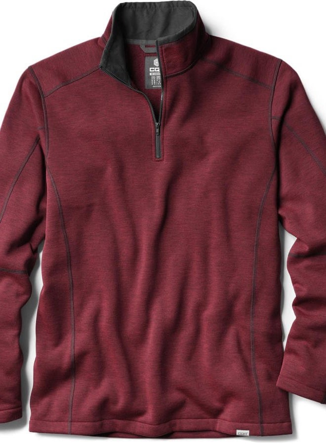 CQR Men's Thermal Fleece Quarter Zip Sweater, Outdoor Lightweight Long Sleeve Pullover, Casual Mock Neck Polo Sweaters, Crest Wine, Large - Image 3