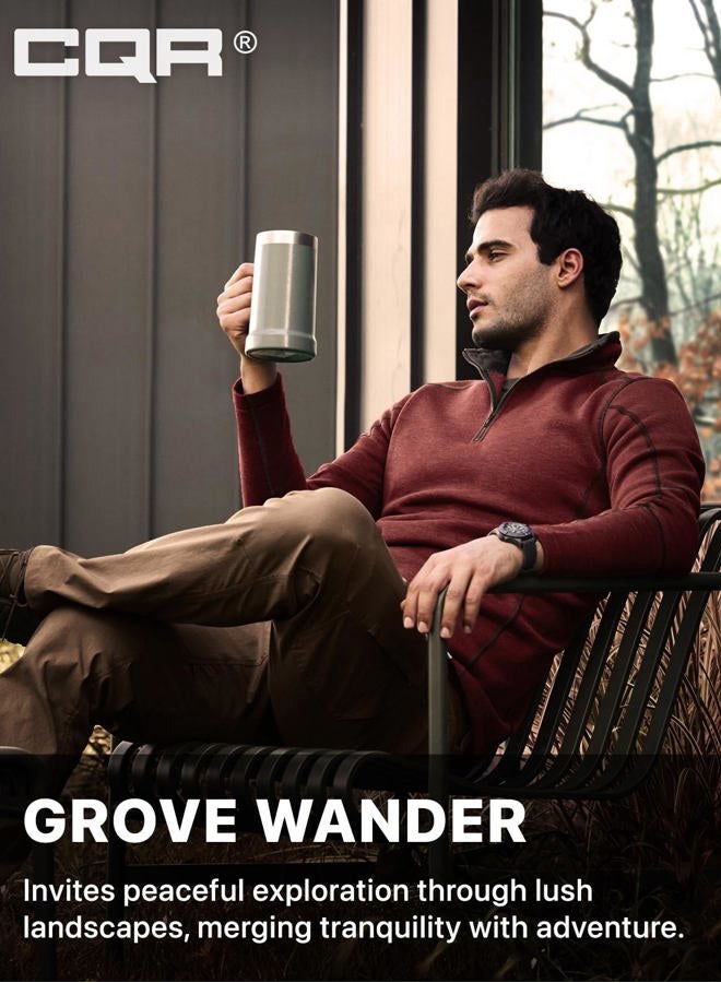 CQR Men's Thermal Fleece Quarter Zip Sweater, Outdoor Lightweight Long Sleeve Pullover, Casual Mock Neck Polo Sweaters, Crest Wine, Large - Image 4