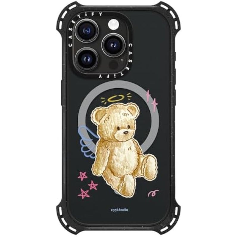 Casetify Bounce iPhone 15 Pro Case 【6X Military Grade Drop Tested / 21.3ft Drop Protection/Compatible with Magsafe】 - Angel Teddy Bear - Triple Black - Image 4