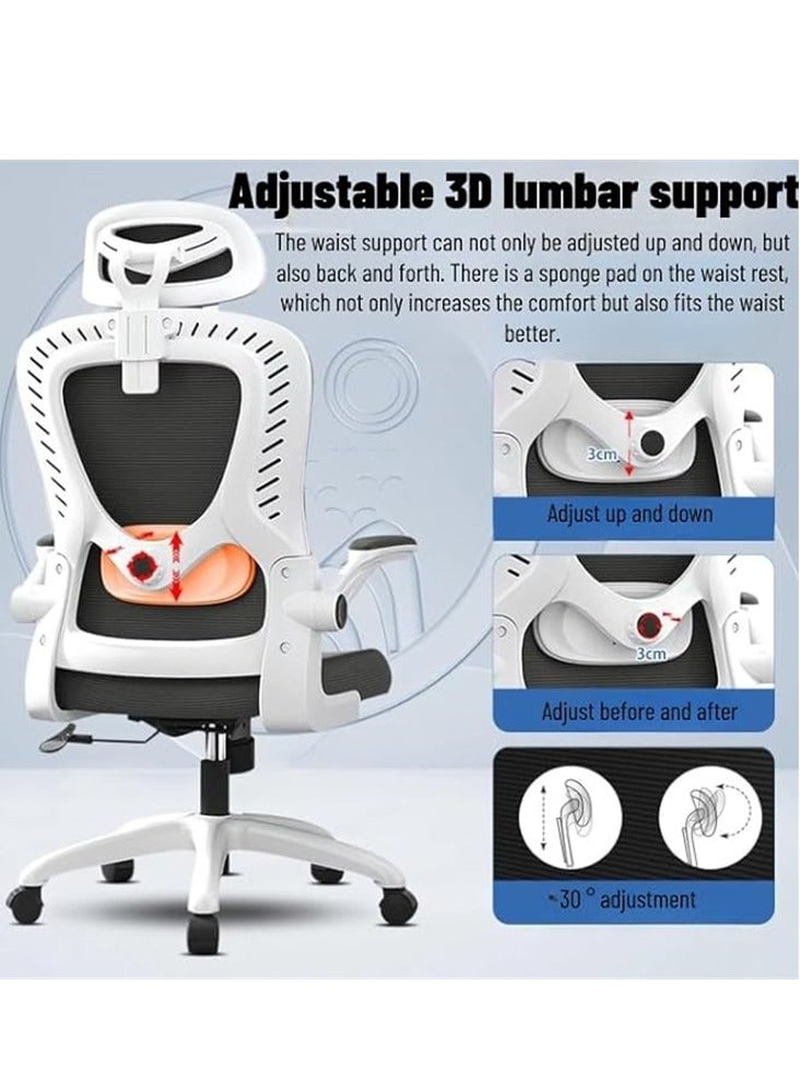 Ergonomic Office Chair, Office Computer Desk Chair with High Back Mesh and Adjustable Lumbar Support Rolling Work Swivel Task Chairs with Wheel 3D Armrests and Headrest - Image 2