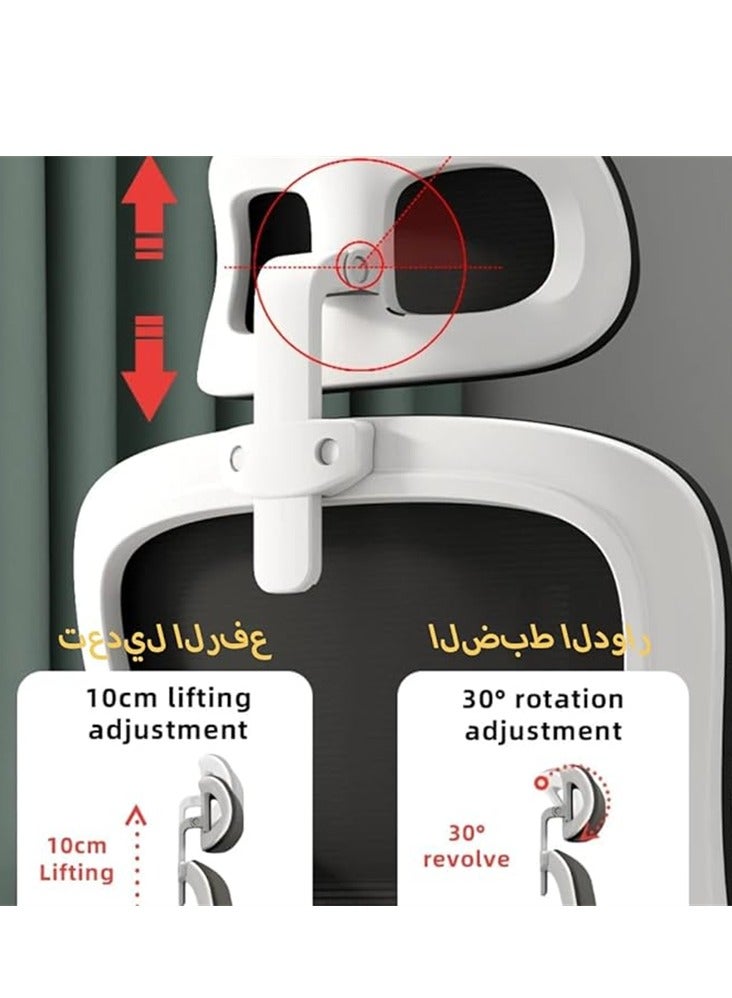 Ergonomic Office Chair, Office Computer Desk Chair with High Back Mesh and Adjustable Lumbar Support Rolling Work Swivel Task Chairs with Wheel 3D Armrests and Headrest - Image 3