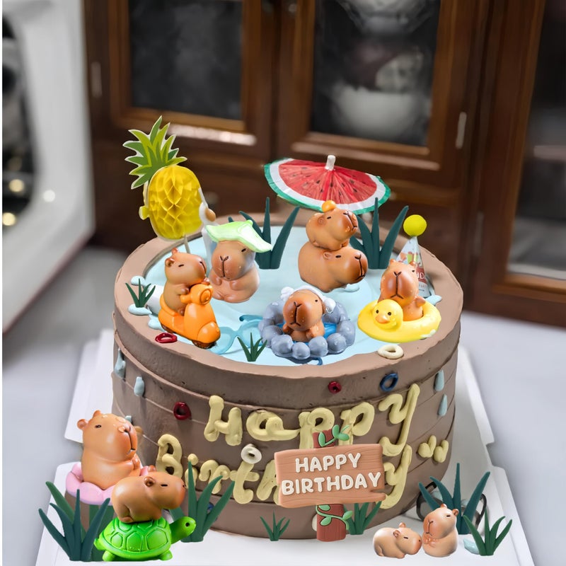 LAST HOE DOWN Capybara Cake Toppers Mini Blowfish Party Supplies Capybara Birthday Party Supplies - Image 5