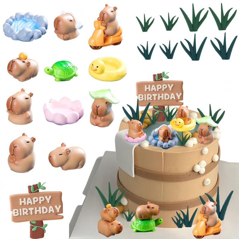 LAST HOE DOWN Capybara Cake Toppers Mini Blowfish Party Supplies Capybara Birthday Party Supplies - Image 1