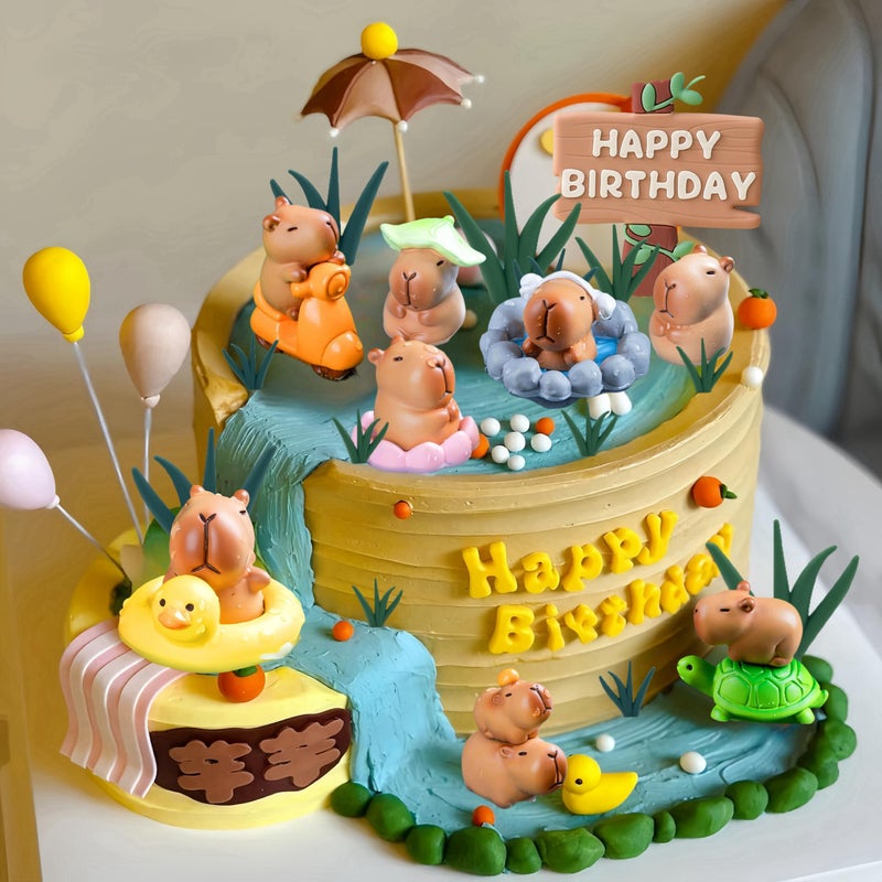 LAST HOE DOWN Capybara Cake Toppers Mini Blowfish Party Supplies Capybara Birthday Party Supplies - Image 2