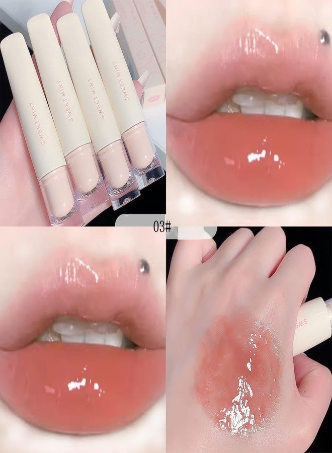 Baorder 4 Pcs Hydrating Jelly Lip Gloss,Long Lasting Waterproof Non-Stick Cup Lip Glaze Set,Moisturizing Tinted Lip Balm,Mirror Liquid Lipsticks Brighten Plumping Lipstick - Image 4