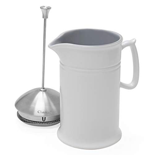 Chantal Stoneware French Press with Stainless Steel Plunger and Lid, 28 ounce capacity, White - Image 4