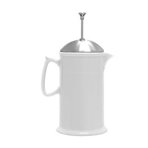 Chantal Stoneware French Press with Stainless Steel Plunger and Lid, 28 ounce capacity, White - Image 2