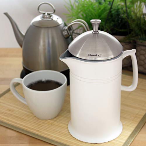 Chantal Stoneware French Press with Stainless Steel Plunger and Lid, 28 ounce capacity, White - Image 5