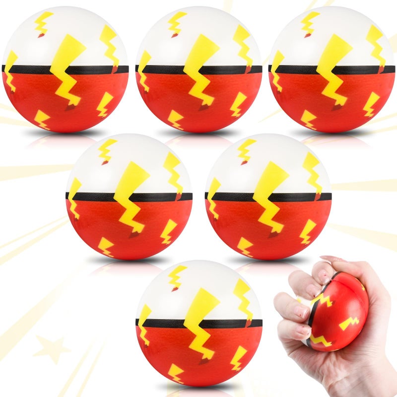 AXBMM 6 PCS Cartoon Red White Stress Balls for Kids Party Favors 248 Inch Anxiety Relief Fidget Sensory Toys Cartoon Theme Squeeze Balls Bulk for Birthday Goodie Bags Carnival Gifts Classroom Prizes - Image 3