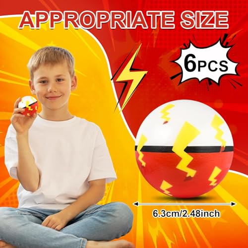 AXBMM 6 PCS Cartoon Red White Stress Balls for Kids Party Favors 248 Inch Anxiety Relief Fidget Sensory Toys Cartoon Theme Squeeze Balls Bulk for Birthday Goodie Bags Carnival Gifts Classroom Prizes - Image 5