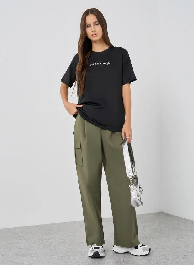 Take Two Take Two Slogan Print Oversized T-Shirt