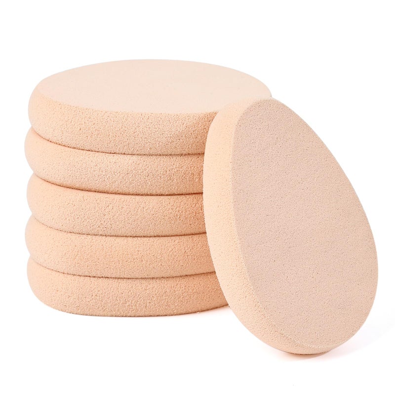 Clofiak 6 PCS Flat Makeup Sponges for Foundation, Beige Foundation Sponge, Beauty Blender Make Up Sponges, Cushion Foundation Puff for Natural and Easy Soft Long-lasting - Image 1