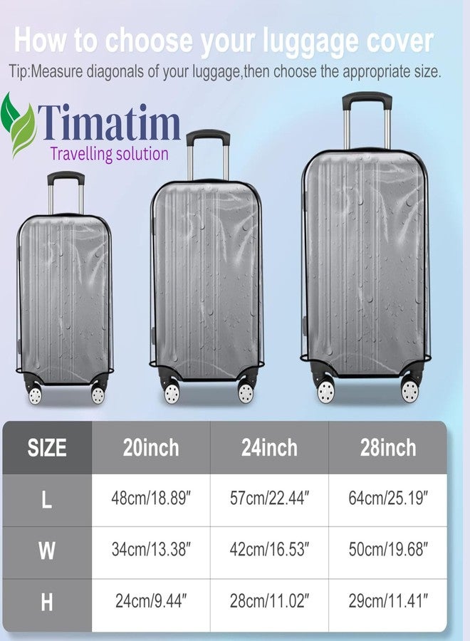 Timatim Luggage Cover Transparent Waterproof Dustproof Zippered Clear Heavy-Duty PVC Suitcase Trolley Bag Protectors Covers (24 inch) - Image 5