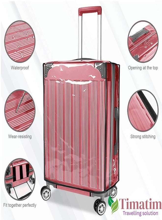 Timatim Luggage Cover Transparent Waterproof Dustproof Zippered Clear Heavy-Duty PVC Suitcase Trolley Bag Protectors Covers (24 inch) - Image 2