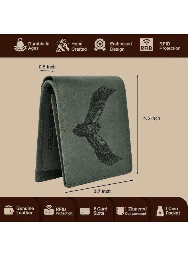 URBANFOREST URBAN FOREST Zeus Vintage Green Leather Bi-Fold Wallet for Men, 6 Card Slots, Classy Matte Finish Men’s Wallet, Premium Gift Box for Men and Boys - Image 5